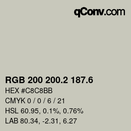 カラーコード: RGB 200 200.2 187.6 | qconv.com