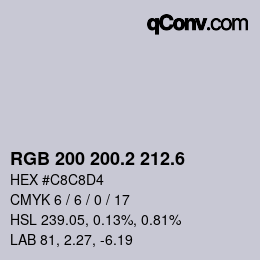 カラーコード: RGB 200 200.2 212.6 | qconv.com