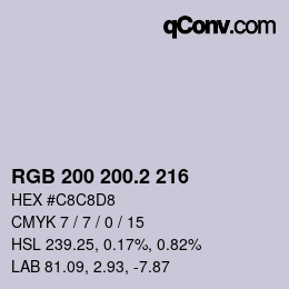 カラーコード: RGB 200 200.2 216 | qconv.com