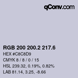 カラーコード: RGB 200 200.2 217.6 | qconv.com