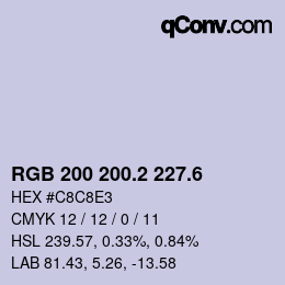 カラーコード: RGB 200 200.2 227.6 | qconv.com