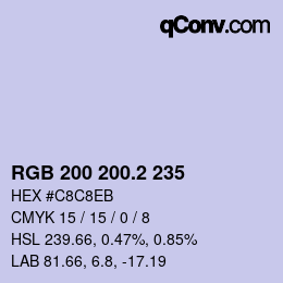 カラーコード: RGB 200 200.2 235 | qconv.com