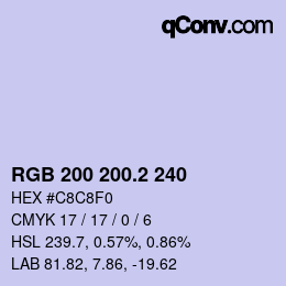 カラーコード: RGB 200 200.2 240 | qconv.com