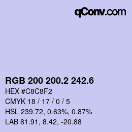カラーコード: RGB 200 200.2 242.6 | qconv.com