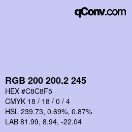 カラーコード: RGB 200 200.2 245 | qconv.com