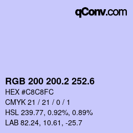 カラーコード: RGB 200 200.2 252.6 | qconv.com