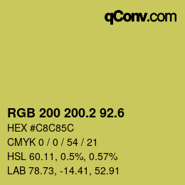 カラーコード: RGB 200 200.2 92.6 | qconv.com