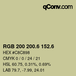 カラーコード: RGB 200 200.6 152.6 | qconv.com