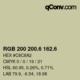 カラーコード: RGB 200 200.6 162.6 | qconv.com