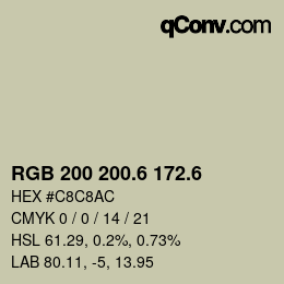カラーコード: RGB 200 200.6 172.6 | qconv.com