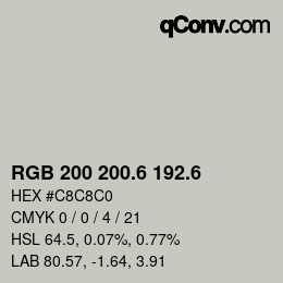 カラーコード: RGB 200 200.6 192.6 | qconv.com