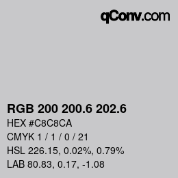 カラーコード: RGB 200 200.6 202.6 | qconv.com