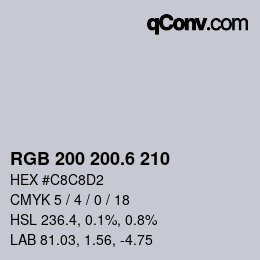 カラーコード: RGB 200 200.6 210 | qconv.com