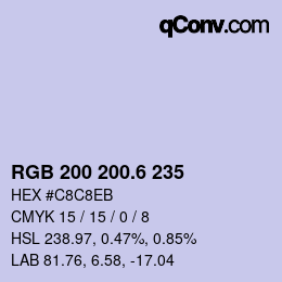 カラーコード: RGB 200 200.6 235 | qconv.com