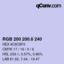 カラーコード: RGB 200 200.6 240 | qconv.com
