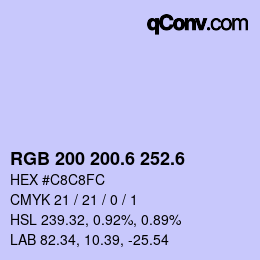 カラーコード: RGB 200 200.6 252.6 | qconv.com