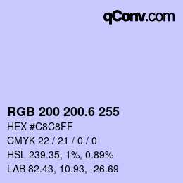 カラーコード: RGB 200 200.6 255 | qconv.com