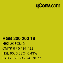 Color code: RGB 200 200 18 | qconv.com