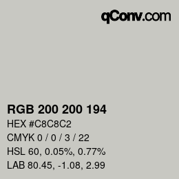 Código de color: RGB 200 200 194 | qconv.com