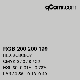 カラーコード: RGB 200 200 199 | qconv.com