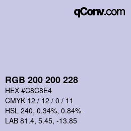 Color code: RGB 200 200 228 | qconv.com