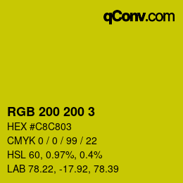 カラーコード: RGB 200 200 3 | qconv.com