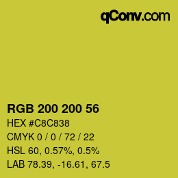 颜色代码: RGB 200 200 56 | qconv.com