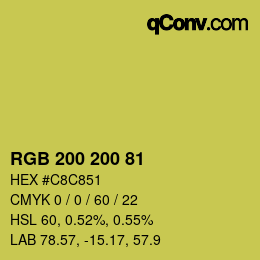 Color code: RGB 200 200 81 | qconv.com