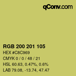 Color code: RGB 200 201 105 | qconv.com
