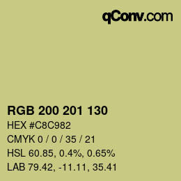Color code: RGB 200 201 130 | qconv.com