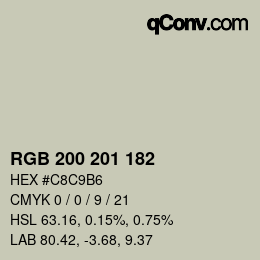 Color code: RGB 200 201 182 | qconv.com