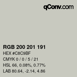 Color code: RGB 200 201 191 | qconv.com