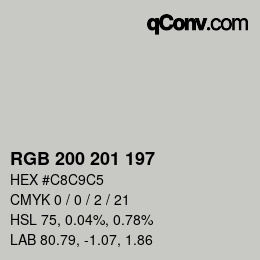カラーコード: RGB 200 201 197 | qconv.com