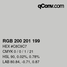 Color code: RGB 200 201 199 | qconv.com