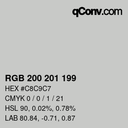 Color code: RGBA 200 201 199 1 | qconv.com