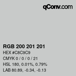 Color code: RGB 200 201 201 | qconv.com