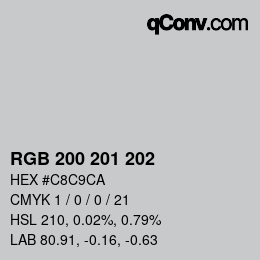 Color code: RGB 200 201 202 | qconv.com