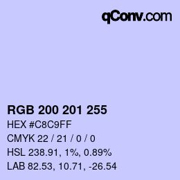 Color code: RGB 200 201 255 | qconv.com