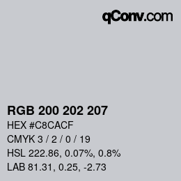 Color code: RGB 200 202 207 | qconv.com