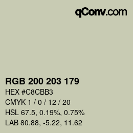 Color code: RGB 200 203 179 | qconv.com