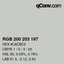 Color code: RGB 200 203 197 | qconv.com