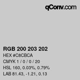 Code couleur: RGB 200 203 202 | qconv.com