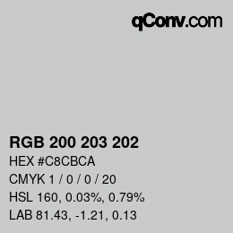 Code couleur: RGB 200 203 202 | qconv.com