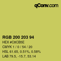 颜色代码: RGB 200 203 94 | qconv.com