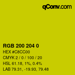 カラーコード: RGB 200 204 0 | qconv.com