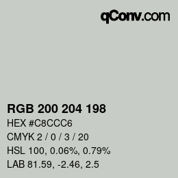 Color code: RGB 200 204 198 | qconv.com