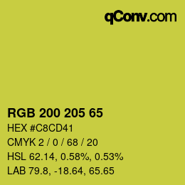 Color code: RGB 200 205 65 | qconv.com