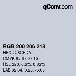 カラーコード: RGB 200 206 218 | qconv.com