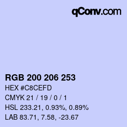 カラーコード: RGB 200 206 253 | qconv.com
