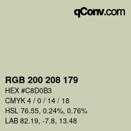 カラーコード: RGB 200 208 179 | qconv.com